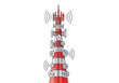 © Adi - Telecommunication tower illustration with signal transmission and antenna equipment in a technical diagram view