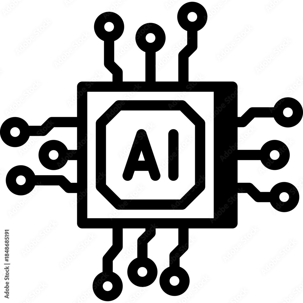 artificial intelligence illustration, chipping technology, ai generation, vector icon