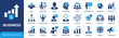 © Chelpanoff - Business icon set. Corporate management and analytics icons collection. Commercial strategy, marketing and organization concepts. Startup company symbol. Boss, employee, worker and manager pictograms.