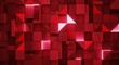 © Nusantara - Abstract red geometric blocks with illuminated facets creating a dimensional pattern