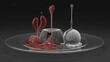 © Lisa - Conceptual digital rendering of a gourmet dessert featuring molten cake, ice cream, and raspberry