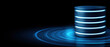 © javu - Futuristic glowing blue server icon representing secure data storage concept