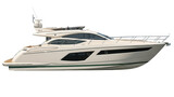 Isolated modern luxury motor yacht, side view nautical vessel, watercraft for rich lifestyle
