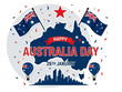 © Beny Qurdy - Happy Australia Day January 26th with iconic Australian map, flags and city skyline