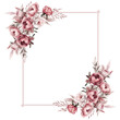 © milavas - Watercolor frame of dark pink flowers