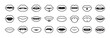 © Md - Set of black flat design icons including lips rose butterfly fire and a water droplet
