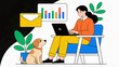 © NML - Woman working with dog and charts