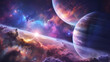 © MDSanaullah - Two planets in a vibrant galaxy with colorful nebulae and stars