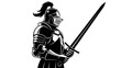 © Rosih - Medieval knight clad in armor wielding a longsword ready for battle illustration