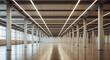 © Cla78 - Modern Spacious Empty Warehouse Interior with Linear Lights and Concrete Floor Architecture