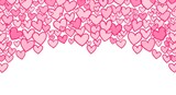A vibrant and playful background featuring a dense pattern of pink hearts