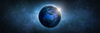 © dimazel - Planet Earth globe at night in the space. Blue planet surface. Wide space wallpaper. Deep space and stars on background. Elements of this image furnished by NASA. Not AI content