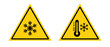 © Samantha - Cold hazard icon. Winter warning vector illustration. Ice and snowflake safety sign for slippery surfaces, freezing temperatures and weather precautions.