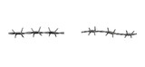 Two realistic metallic barbed wire segments with sharp spikes are depicted in a detailed illustration style, symbolizing concepts of danger, restriction, and security