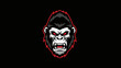 © Abhinaya Project - Fierce Gorilla Head Mascot with Red Eyes on Black Background for Sports Teams and Brands