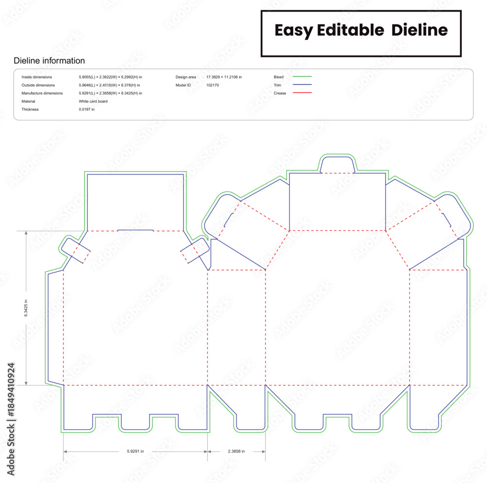 tuck end boxes trapezoid dieline template box dieline die lines ...
