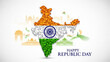 © Zaviar - Vibrant India Map on Republic Day with Tricolor Flag and Iconic Landmarks in Background Celebration