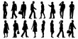 © Amrito - Silhouettes of people walking in various poses and business attire