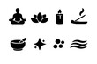 © Ms. Fox - New Year Meditation Icons. New Year meditation ritual. Filled icon set of New Year meditation ritual: