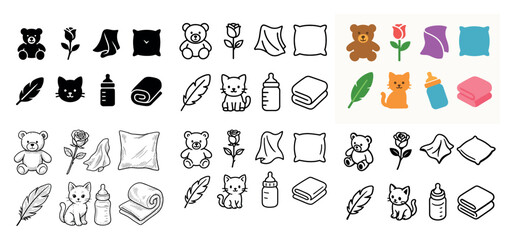 Naklejka na meble Baby essentials icon set collection