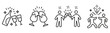 © MOHAMMADSHARIFUL - Celebration and party icons set with champagne, beer, and people toasting, perfect for festive designs