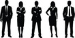 © MST. HOSNE - Confident business professionals silhouettes standing with crossed arms, representing leadership, authority, gender diversity, professionalism, and modern corporate workforce concepts