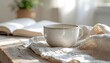© Bright Bites - Slow Morning Ritual with Ceramic Cup, Open Book, and Linen Cloth