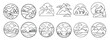 © Zainab - mountain landscape icons line art nature scenes wolves hills