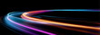 © Strongstock03 - Bright neon speed lines curl along a night urban expressway. Glowing streaks create rapid motion and digital energy flow. Futuristic abstract illustration isolated in vector.