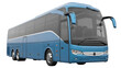 © Johanna - Isolated modern passenger coach bus in blue with large panoramic windows for travel, no back