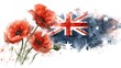 © BlackLion - Flowers in front of Australian flag created with watercolor technique for decoration purposes