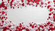 © Sumaree - Sweet Hearts: A vibrant arrangement of heart-shaped candies in shades of red and pink forms a delightful border, inviting attention to a blank space that awaits a heartfelt message.