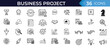 © DesignerThc - Business project line icon set, for planning, management, startup, marketing, strategy, workflow, finance, analysis, teamwork and success. Editable vector collection
