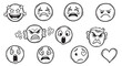 © Radha - Various Cartoon Emoji Faces Illustrating Range of Emotions and Feelings