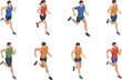 © Md - Isometric runners set with male and female athletes running in sportswear isolated on white background illustration