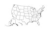 © Toqeer - A simple black and white outline map of the United States displays all the states with their borders clearly delineated, providing a clear geographical representation of the country.