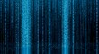 © Pro Clipart - Vertical blue binary code digital rain falling on dark background suitable for matrix programming and cyber security software concepts.