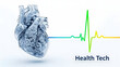 © stock for you - A mechanical heart, symbolizing health tech, is connected to a heart rate graph