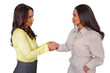© Komora - Diverse businesswomen shaking hands, confirming agreement and partnership, establishing professional trust with transparent background