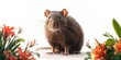 © pngking - Brown rat with prominent whiskers navigating among plants in a botanical garden, highlighting urban ecology