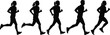 © Itz Pro - Female runners jogging motion sequence silhouettes showing endurance cardio fitness training isolated on dark background