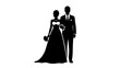 © shahbaztan - Black silhouette of a couple in formal wear