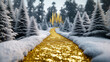 © vannet - Winding yellow brick road to emerald city with snowy accents, palette of frosty white, pine green, and shimmering gold, festive holiday fantasy design, AI generated