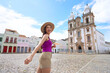 © zigres - Holidays in Recife, Brazil. Traveler girl visiting the historic center of Recife, Brazil.