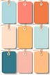 © Daryna Diakova - Colorful collection of blank tags arranged in a grid pattern, showcasing various hues and textures, ideal for branding, labeling, or creative design projects with copy space