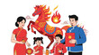 © UP ZONE - Family Celebrating Lunar New Year with Traditional Attire and Horse Symbolism