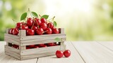 Sweet Cherries Fresh Fruit in Crate Healthy Food Dessert Gourmet Produce