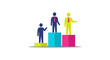 © Diki - business people standing on colorful podium bar chart illustrating employee performance ranking and career growth ideal for hr reports