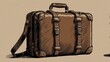 © Anas - Vintage brown leather travel suitcase with straps and buckles.