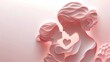 © zhuan - layered paper-cut silhouettes of a mother and child embracing with a heart between them in soft pink tones, conveying tender nurturing love and gentle affection